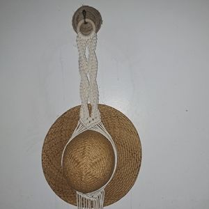 Macrame hat hanger.